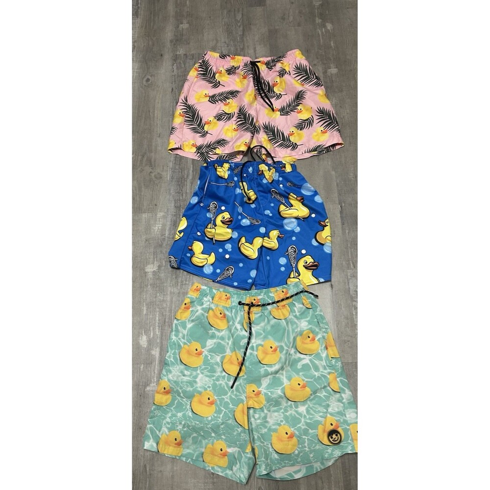 Lot 3 Rubber Duck Motif Men’s Swim Trunks Size M Lacrosse WXYZ NeFF Brands Beach